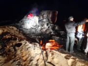 آتش گرفتن دو تریلی بر اثر تصادف در جاده راور_زرند/ ۳ نفر در آتش سوختن!