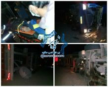 واژگونی تریلی در جاده راور_زرند با یک مصدوم+تصاویر