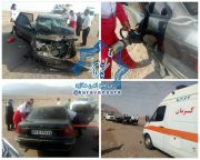 تصادف خودروی سواری و تریلی در جاده راور_دیهوک با ۵ مصدوم +تصاویر