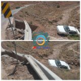 انحراف از مسیر و واژگونی خودروی سمند در جاده راور_کرمان (نرسیده به گردنه خراسانی)